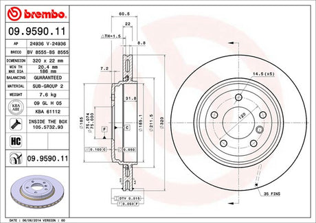 Product of Brembo 09959011C02 Vented 1 Piece Brake Rotor 