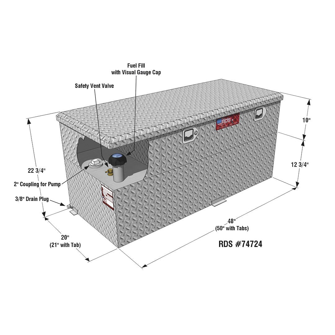 Product of RDS Tanks 74724 Rectangular 50 Gallon Auxiliary Fuel Tank 