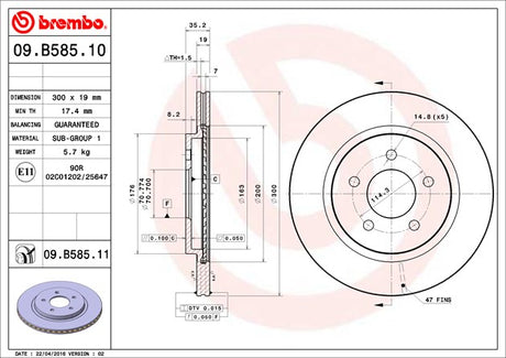 Product of Brembo 09B58511C02 Vented 1 Piece Brake Rotor 