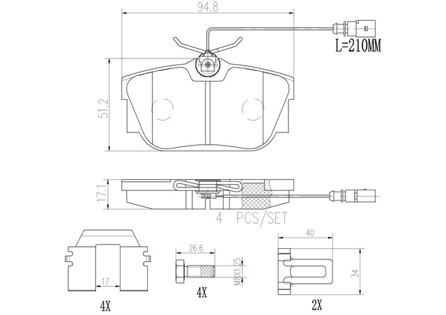 Product of Brembo P85046N Brake Pad - Set Of 4 