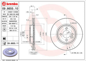 Product of Brembo 09865511C02 Vented 1 Piece Brake Rotor 
