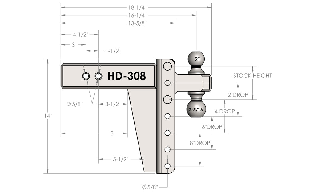 Bulletproof Hitches Hd308 Trailer Hitch Ball Mount||hd308 (2).Jpg||92||bphhd308||1763240