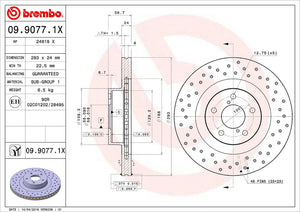 Product of Brembo 0990771XC02 Xtra Vented Cross Drilled 1 Piece Brake Rotor 