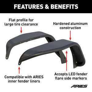 Product of Aries 1500201 Non-Exposed Fasteners Black Fender Flare - Set Of 2 