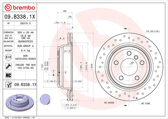 Brembo 09b3381xc02 Brake Rotor||09b3381xc02.Jpg||85||brm09b3381x||1684243