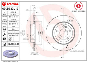Product of Brembo 09D53313C02 Vented 1 Piece Brake Rotor 