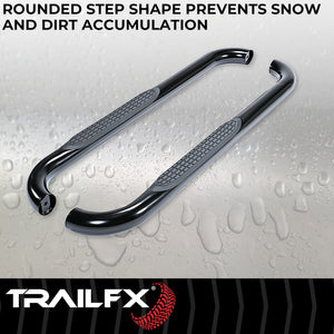 Product of TrailFX A0061B TFX Round Tube Side Steps Nerf Bar With Surface Steps 