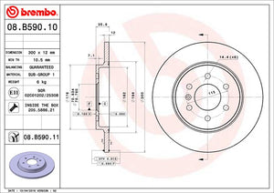 Product of Brembo 08B59011C02 Solid 1 Piece Brake Rotor 