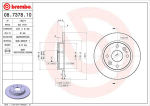Product of Brembo 08737810C02 Solid 1 Piece Brake Rotor 