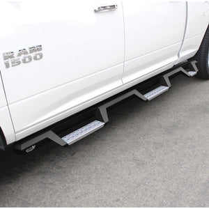 Product of Westin Automotive 56-5343252 Black Powder Coated With Polished Diamond Plate Step Pads On Drop Down Steps Square Nerf Bar - Truck Wheel To Wheel 
