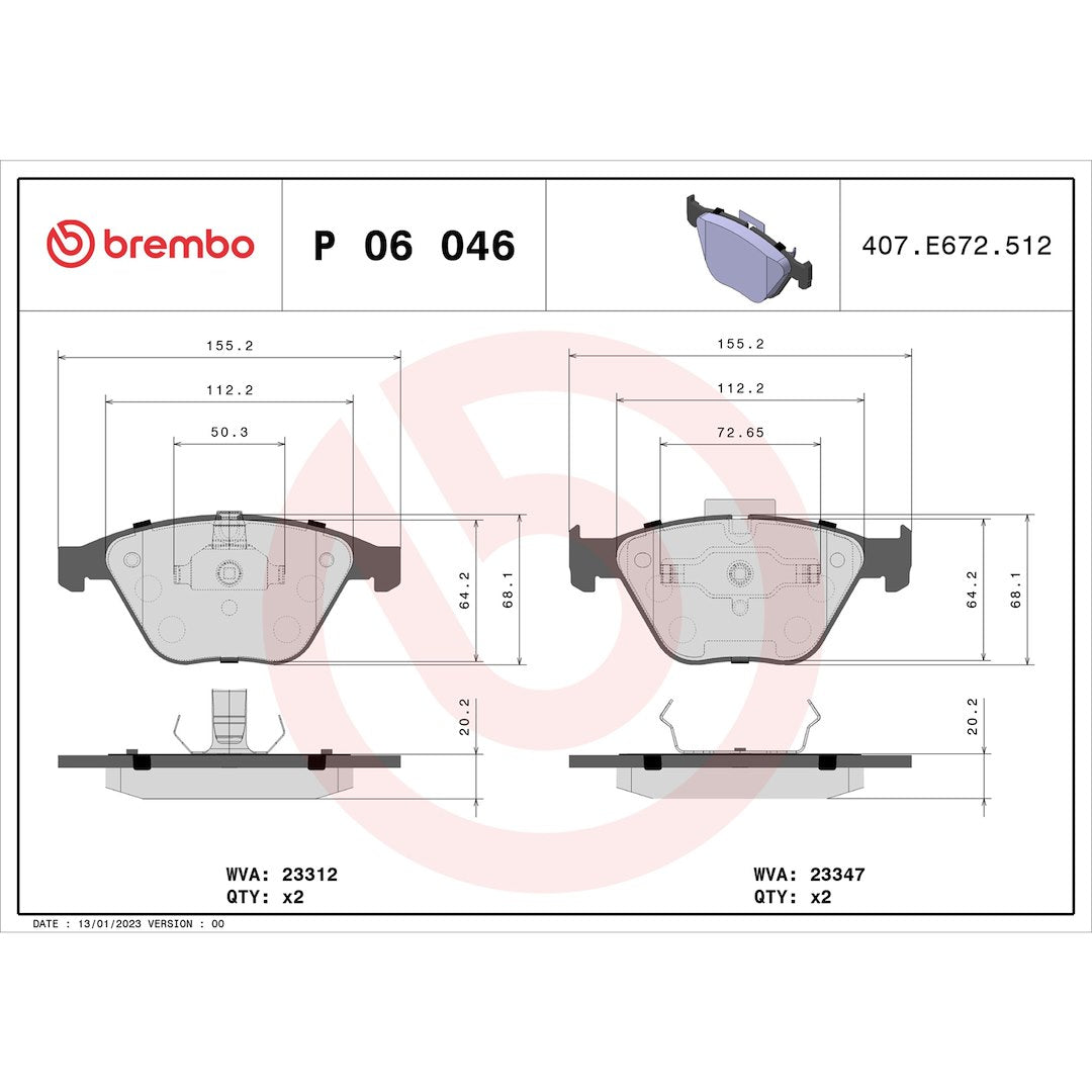 Brembo P06046 Brake Pad||p06046_Drw.Jpg||88||brmp06046||1752276