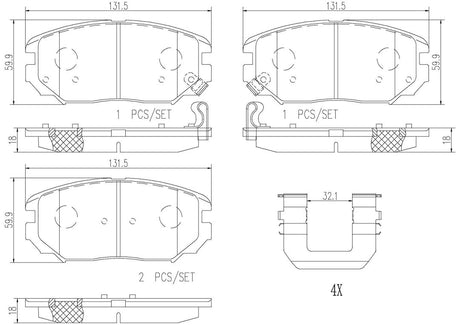 Product of Brembo P30038N Brake Pad - Set Of 4 