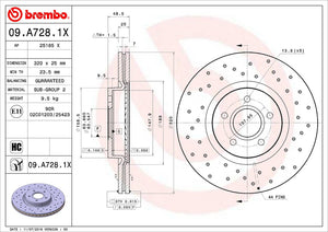 Brembo 09a7281xc02 Brake Rotor||||87||brm09a7281x||1890236