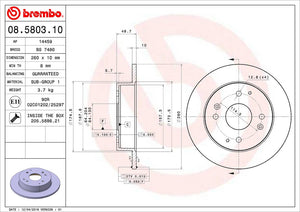 Product of Brembo 08580310C02 Solid 1 Piece Brake Rotor 