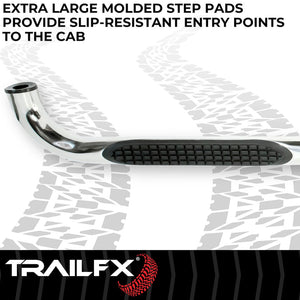 Product of TrailFX A0029S TFX Round Tube Side Steps Nerf Bar With Surface Steps 