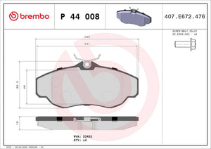 Product of Brembo P44008 Brake Pad - Set Of 4 