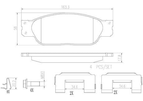 Product of Brembo P36012N Brake Pad - Set Of 4 