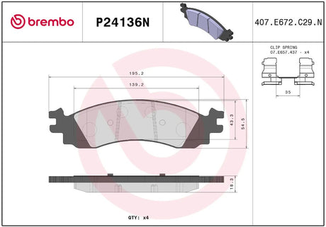 Brembo P24136n Brake Pad||p24136n_R.Jpg||86||brmp24136n||2091688