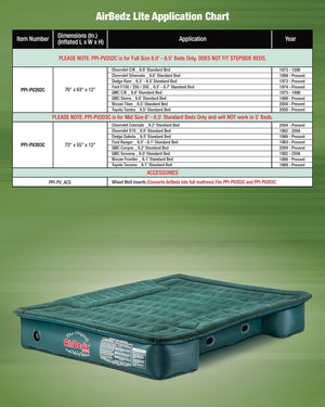 Airbedz By Pittman Outdoors Ppi-Pv203c Truck Bed Air Mattress||airbedz 200_Lite_Application Chart_2000x2500_Copy.Jpg||88||abzppipv203c||1526876