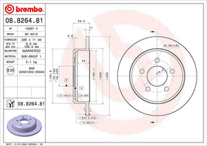 Product of Brembo 08826481C02 Solid 1 Piece Brake Rotor 