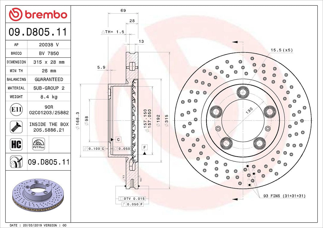 Brembo 09d80511c02 Brake Rotor||09d80511c02_4.Jpg||89||brm09d80511||1684381
