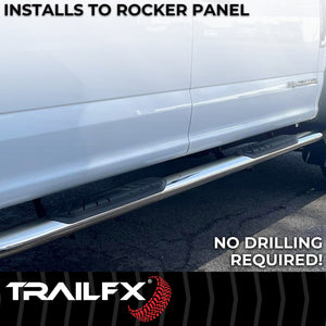 Product of TrailFX A1019S TFX 4" Oval Tube Side Steps Nerf Bar With Surface Steps 