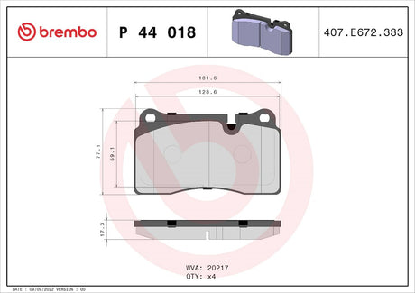 Product of Brembo P44018 Brake Pad - Set Of 4 