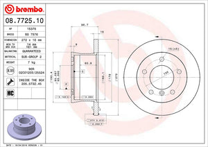 Product of Brembo 08772510C02 Solid 1 Piece Brake Rotor 