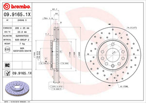 Product of Brembo 0991651XC02 Xtra Vented Cross Drilled 1 Piece Brake Rotor 