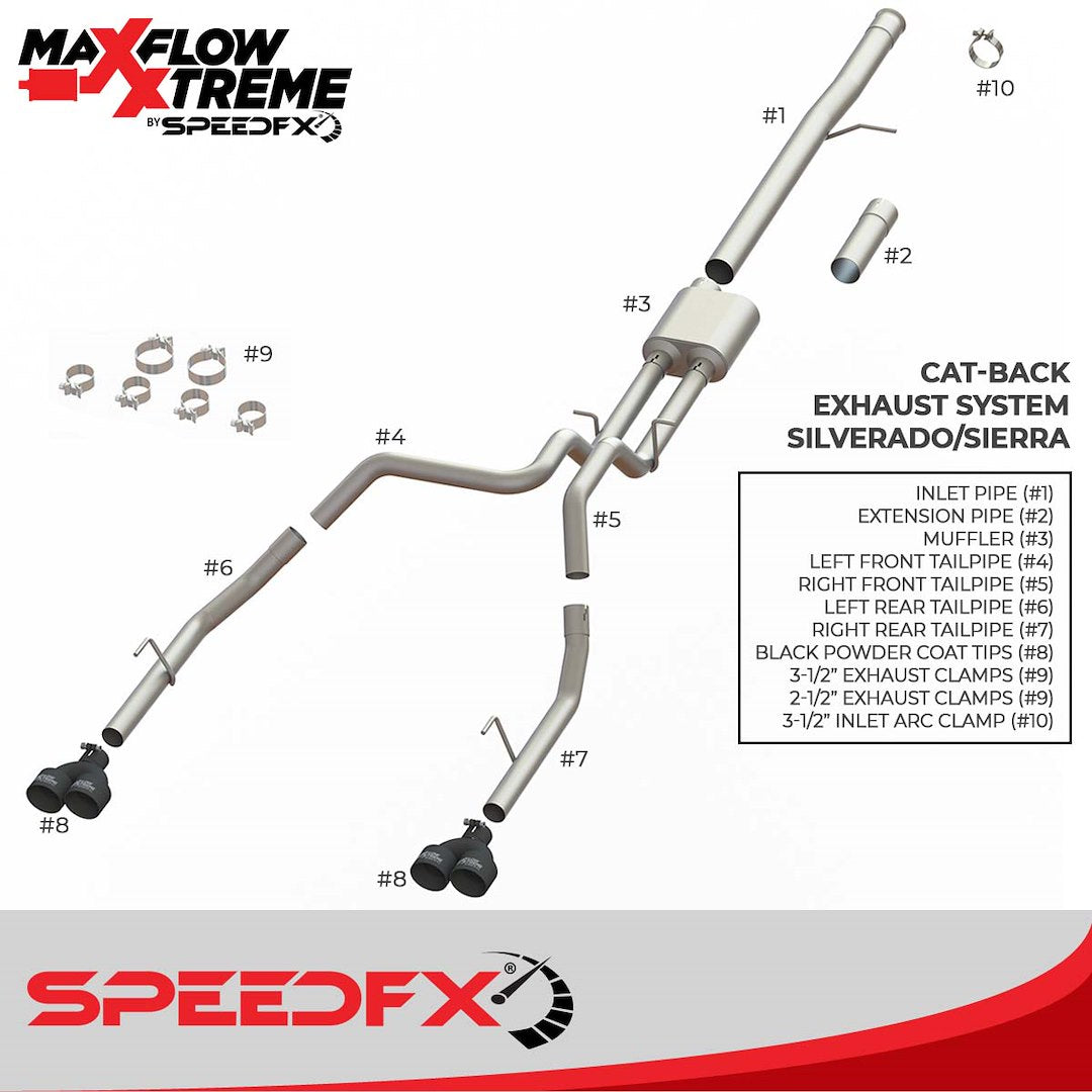 Product of SpeedFX 50102 MaxFlow Xtreme Cat Back System Single Exhaust System Kit 
