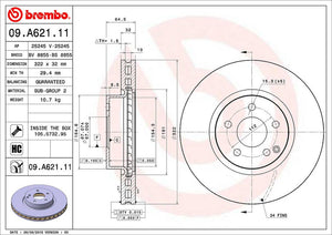 Product of Brembo 09A62111C02 Vented 1 Piece Brake Rotor 
