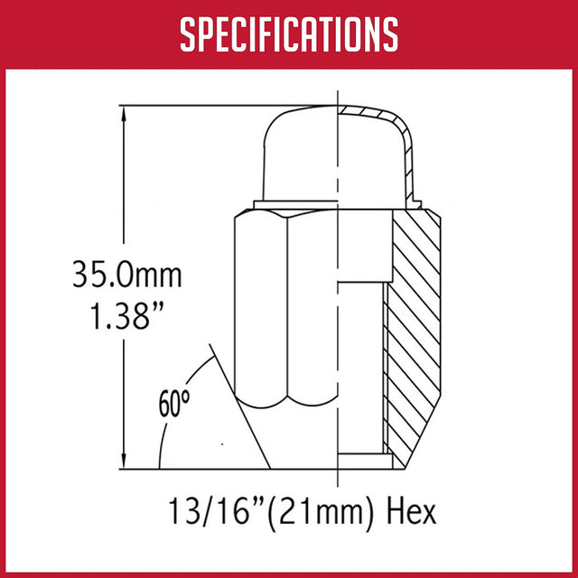 Product of Coyote Wheel Accessories 841141 60 Degree Conical 7/16x20 Left Hand Lug Nut 