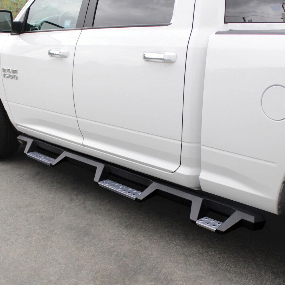 Product of Westin Automotive 56-5343252 Black Powder Coated With Polished Diamond Plate Step Pads On Drop Down Steps Square Nerf Bar - Truck Wheel To Wheel 