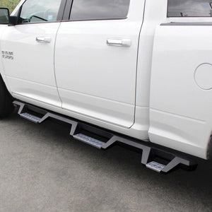 Product of Westin Automotive 56-5343252 Black Powder Coated With Polished Diamond Plate Step Pads On Drop Down Steps Square Nerf Bar - Truck Wheel To Wheel 