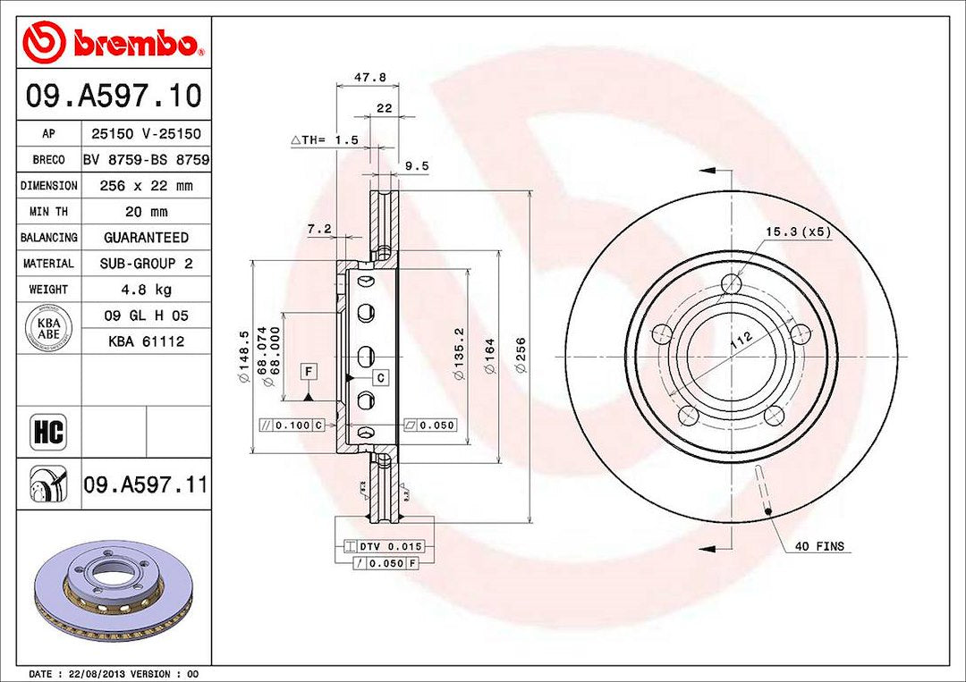 Product of Brembo 09A59711C02 Vented 1 Piece Brake Rotor 