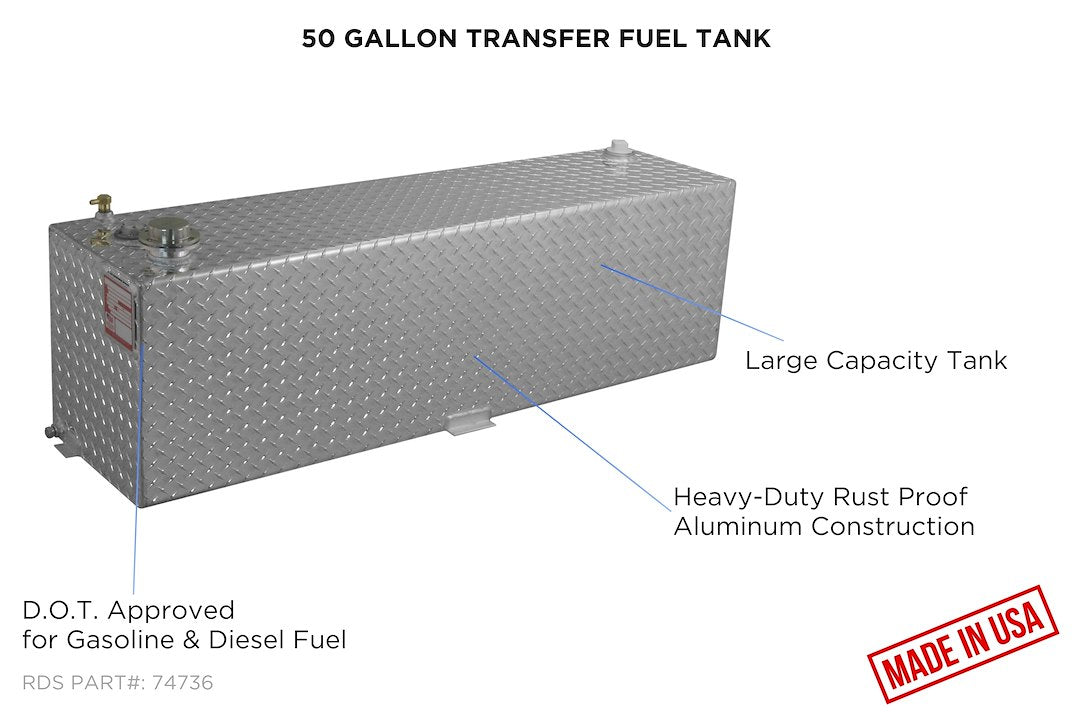 Product of RDS Tanks 74736 Diesel/ Gasoline Liquid Transfer Tank 50 Gallon Rectangular 