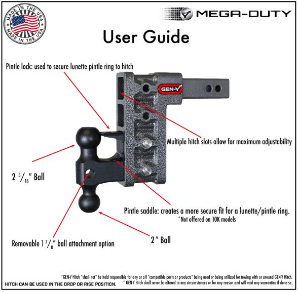 Product of Gen-Y Hitch GH-515 Receiver Trailer Hitch Ball Mount 