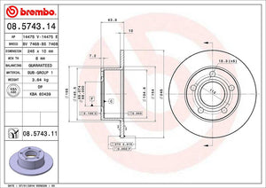 Product of Brembo 08574311C02 Solid 1 Piece Brake Rotor 