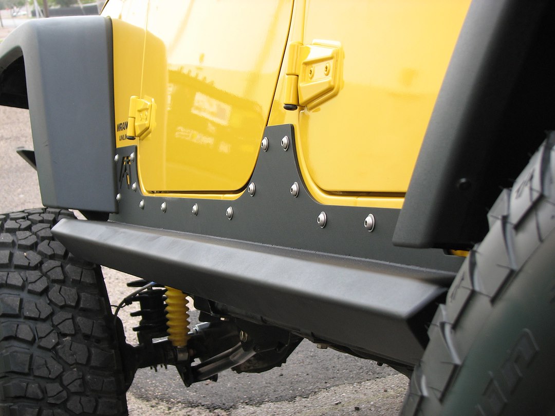 Product of Fab Fours JK07-G1250-1 Black Steel Flat Rocker Panel Guard 