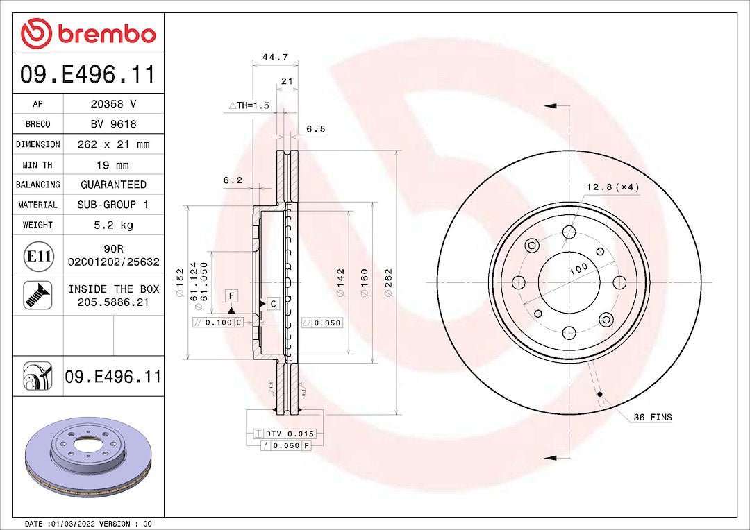 Brembo 09e49611c02 Brake Rotor||09e49611c02.Jpg||85||brm09e49611||1684415