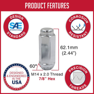 Product of Coyote Wheel Accessories 131173XL 60 Degree Conical Bulge 14x2.0 Lug Nut 
