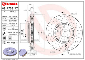 Product of Brembo 09A7581XC02 Xtra Vented Cross Drilled 1 Piece Brake Rotor 