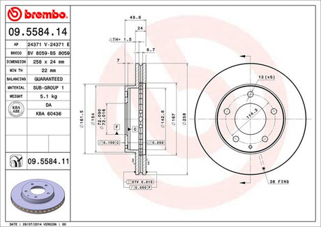 Product of Brembo 09558411C02 Vented 1 Piece Brake Rotor 