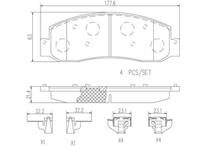 Product of Brembo P24130N Brake Pad - Set Of 4 