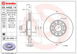 Product of Brembo 09A42811C02 Vented 1 Piece Brake Rotor 