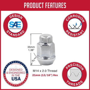 Product of Coyote Wheel Accessories 561173 60 Degree Conical Bulge 14x2.0 Lug Nut 