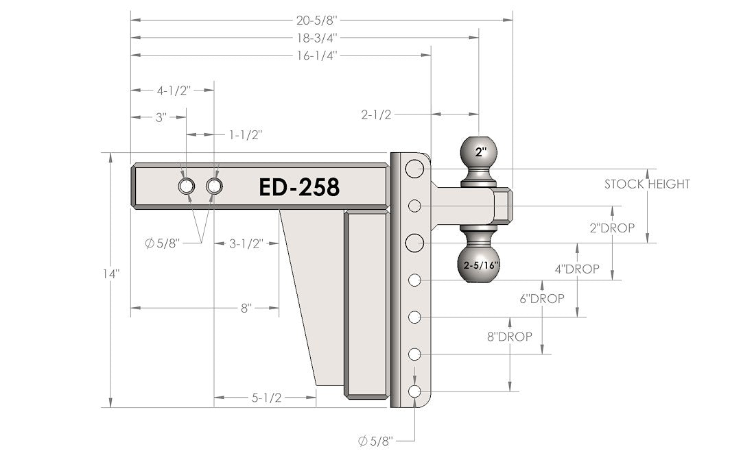 Product of Bulletproof Hitches ED258 2-1/2 Inch Receiver Trailer Hitch Ball Mount 