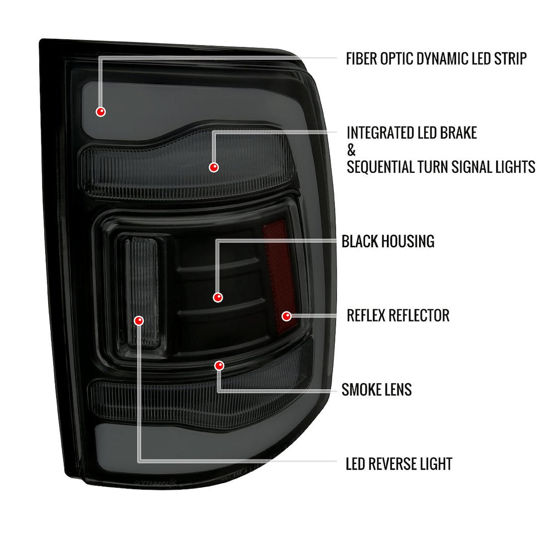 Product of Spec-D Tuning LT-RAM13BBLED-SQ-RS Tail Light Assembly 