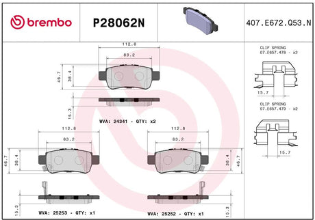Brembo P28062n Brake Pad||p28062n_R.Jpg||86||brmp28062n||2091702