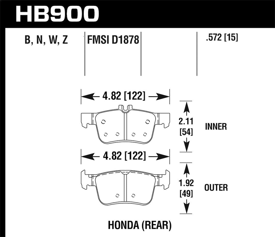 Product of Hawk Performance HB900B.572 Street Brake Pad - Set Of 4 